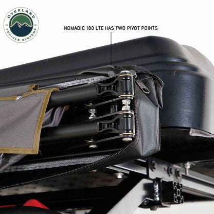Overland Vehicle Systems HD Nomadic 180 LTE Awning – Grey / Green w/ Black Travel Cover