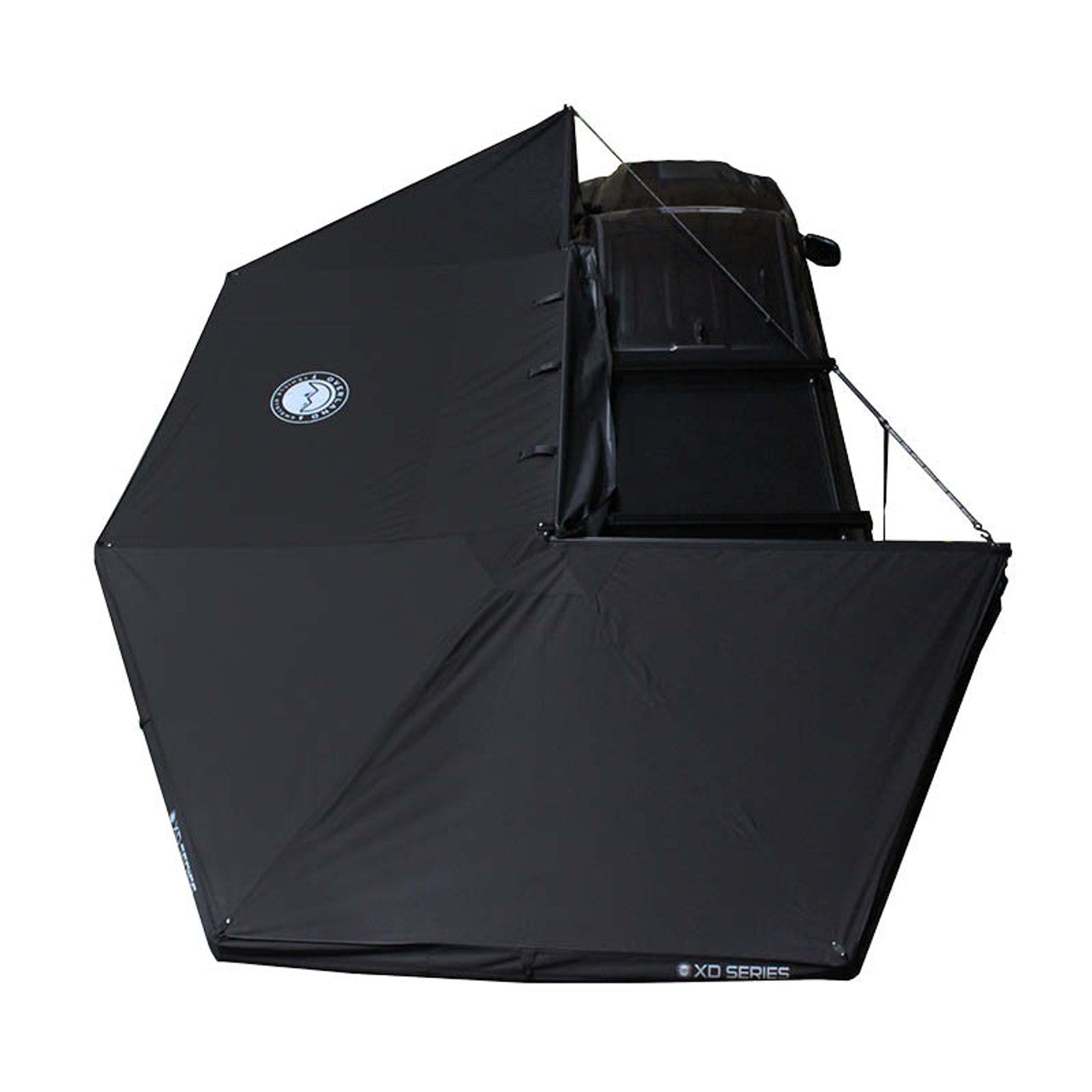 Overland Vehicle Systems XD Nomadic 270 - Awning W/Lights and Black Out , Driver Side, Black Body, Black Trim and Black Travel Cover