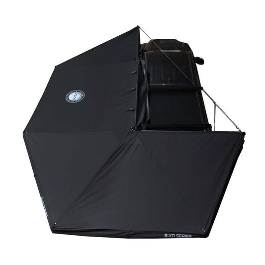 Overland Vehicle Systems XD Nomadic 270 - Awning W/Lights and Black Out , Driver Side, Black Body, Black Trim and Black Travel Cover