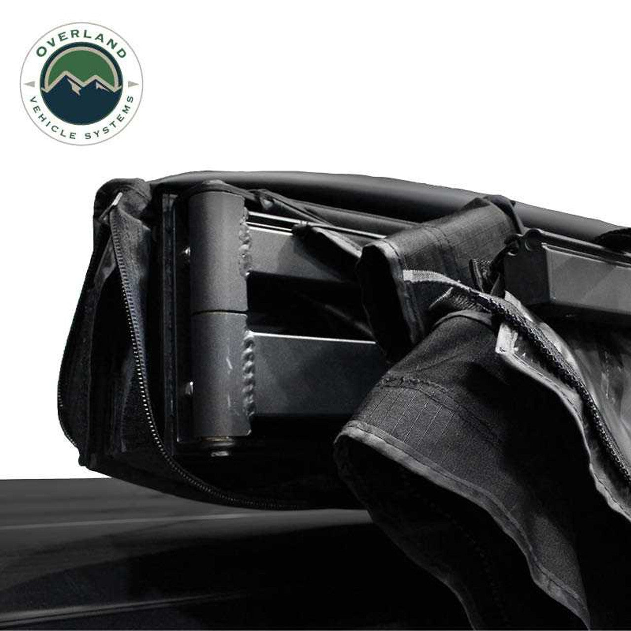 Overland Vehicle Systems XD Nomadic 270 - Awning W/Lights and Black Out , Driver Side, Black Body, Black Trim and Black Travel Cover