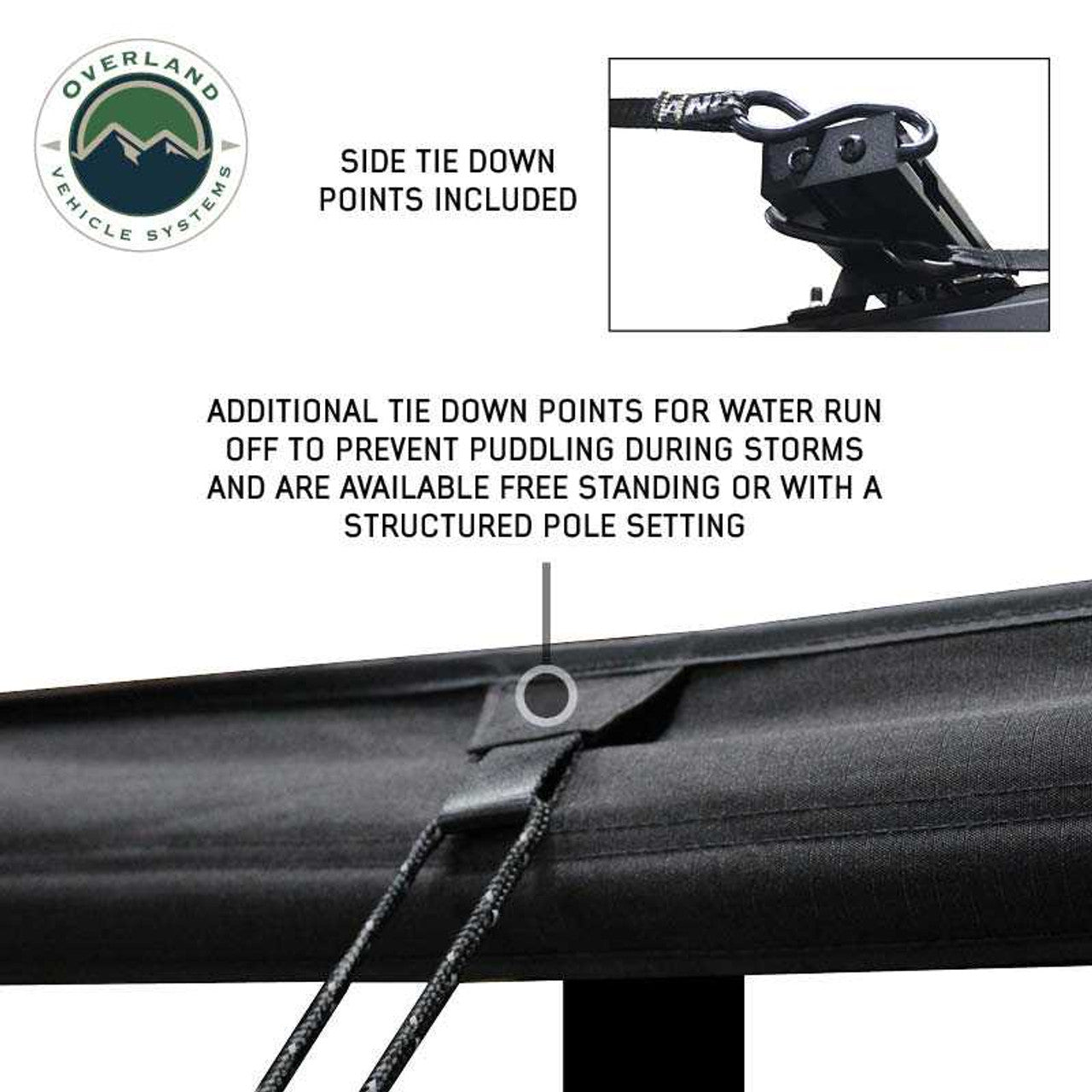 Overland Vehicle Systems XD Nomadic 270 - Awning W/Lights and Black Out , Driver Side, Black Body, Black Trim and Black Travel Cover