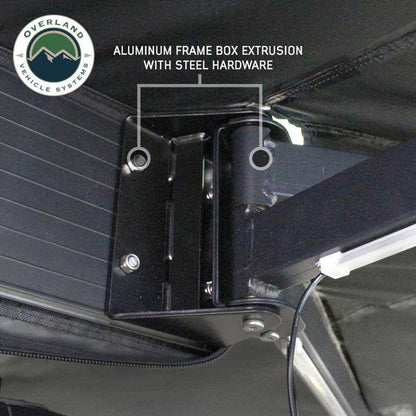 Overland Vehicle Systems XD Nomadic 270 - Awning W/Lights and Black Out , Driver Side, Black Body, Black Trim and Black Travel Cover