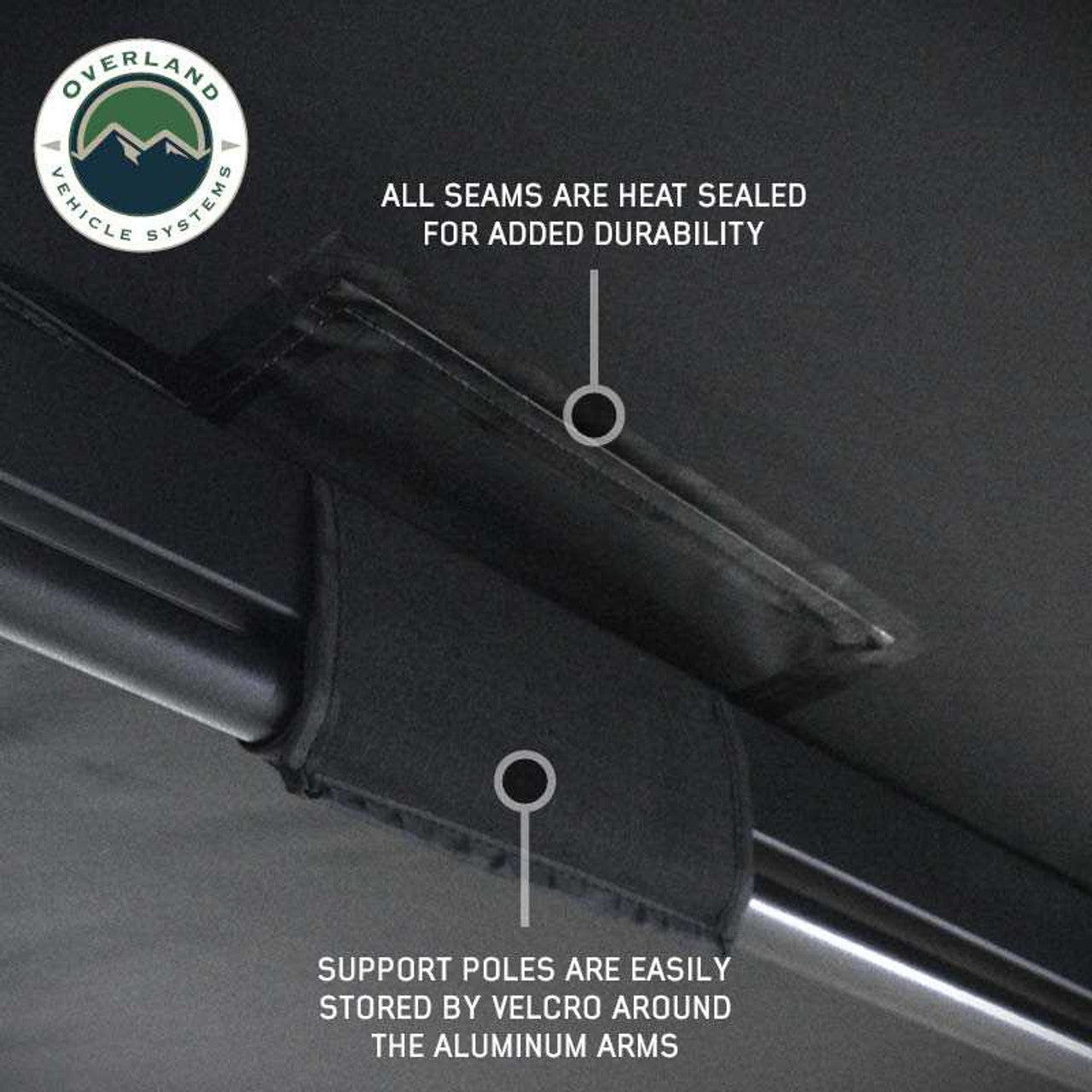 Overland Vehicle Systems XD Nomadic 270 - Awning W/Lights and Black Out , Driver Side, Black Body, Black Trim and Black Travel Cover