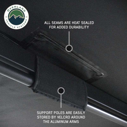 Overland Vehicle Systems XD Nomadic 270 - Awning W/Lights and Black Out , Driver Side, Black Body, Black Trim and Black Travel Cover