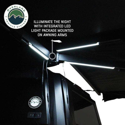 Overland Vehicle Systems XD Nomadic 270 - Awning W/Lights and Black Out , Driver Side, Black Body, Black Trim and Black Travel Cover