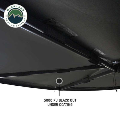 Overland Vehicle Systems XD Nomadic 270 - Awning W/Lights and Black Out , Passenger Side, Black Body, Black Trim and Black Travel Cover