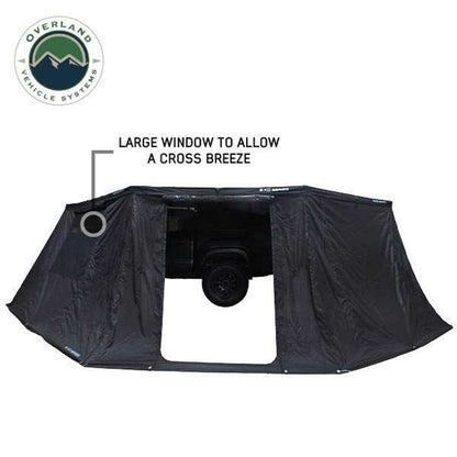 Overland Vehicle Systems XD Nomadic 270 - Awning Wall 1 W/Black Out, Driver Side, Black Body, Black Trim W/Storage Bag