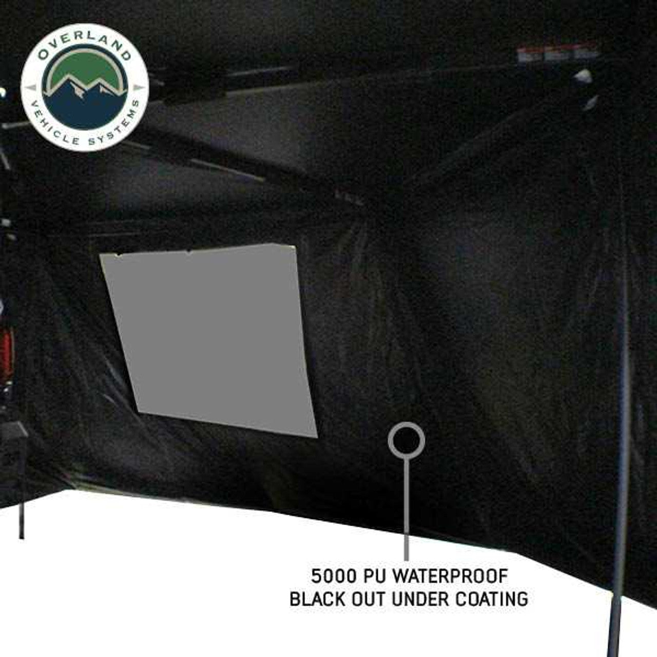 Overland Vehicle Systems XD Nomadic 270 - Awning Wall 1 W/Black Out, Driver Side, Black Body, Black Trim W/Storage Bag