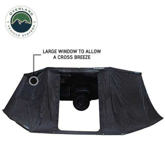 Overland Vehicle Systems XD Nomadic 270 - Awning Wall 3 W/Black Out, Passenger Side, Black Body, Black Trim W/Storage Bag