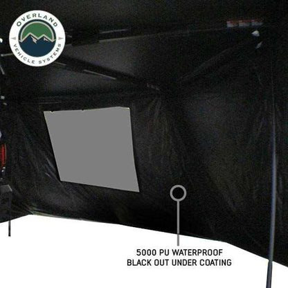Overland Vehicle Systems XD Nomadic 270 - Awning Wall 3 W/Black Out, Passenger Side, Black Body, Black Trim W/Storage Bag