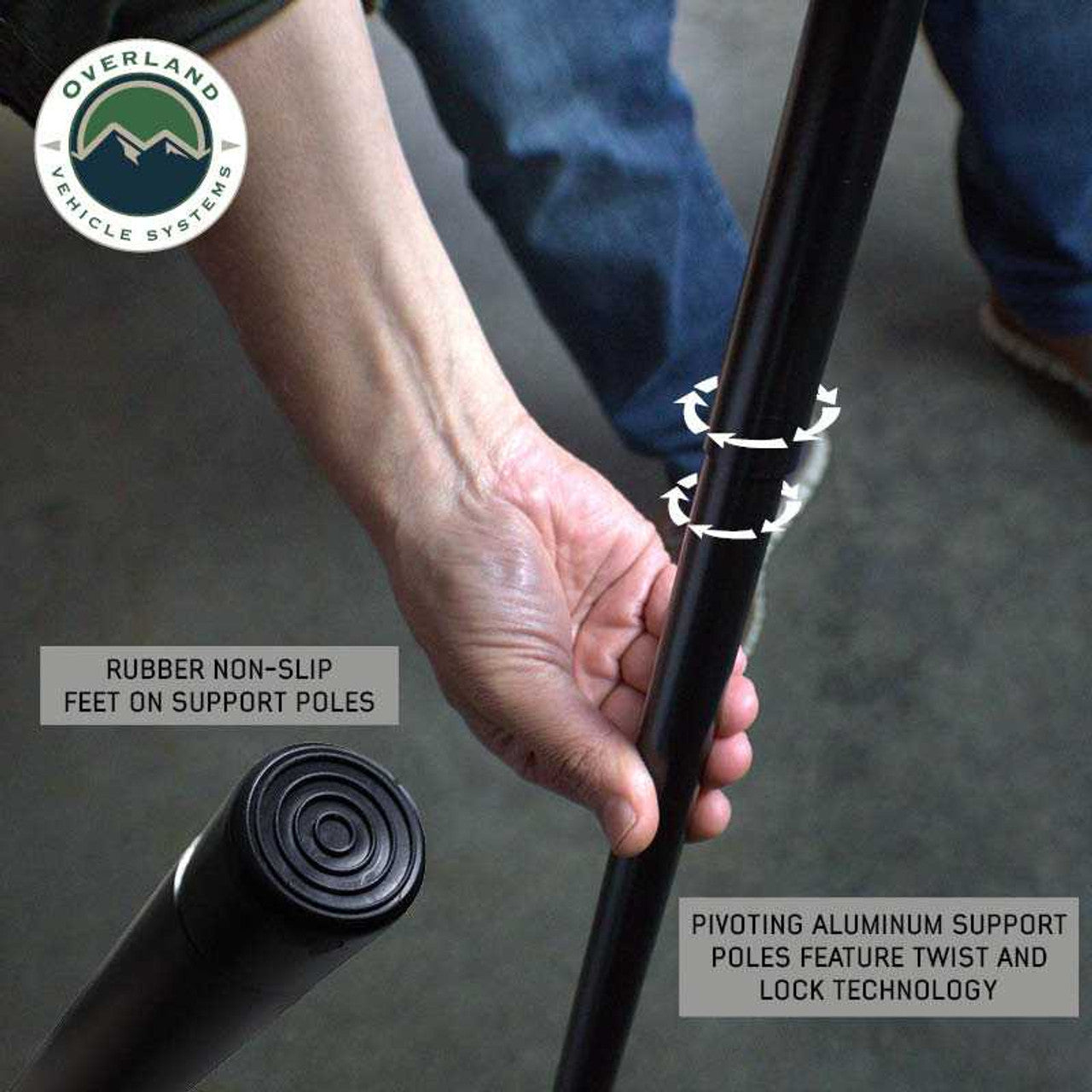 Overland Vehicle Systems XD Nomadic 270 - Awning, Lights, Black Out, Wall Kit, Passenger Side, Black Body, Black Trim and Black Travel Cover