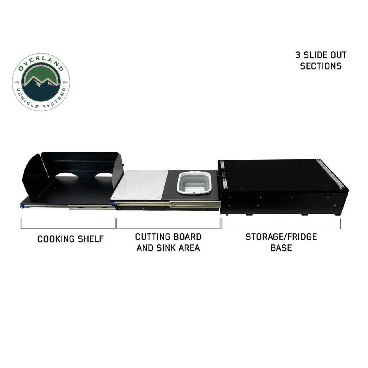 Overland Vehicle Systems Cargo Box Kitchen With Slide Out Sink, Cooking Shelve and Slide Out Work Station
