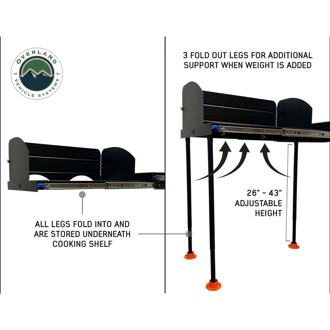 Overland Vehicle Systems Cargo Box Kitchen With Slide Out Sink, Cooking Shelve and Slide Out Work Station
