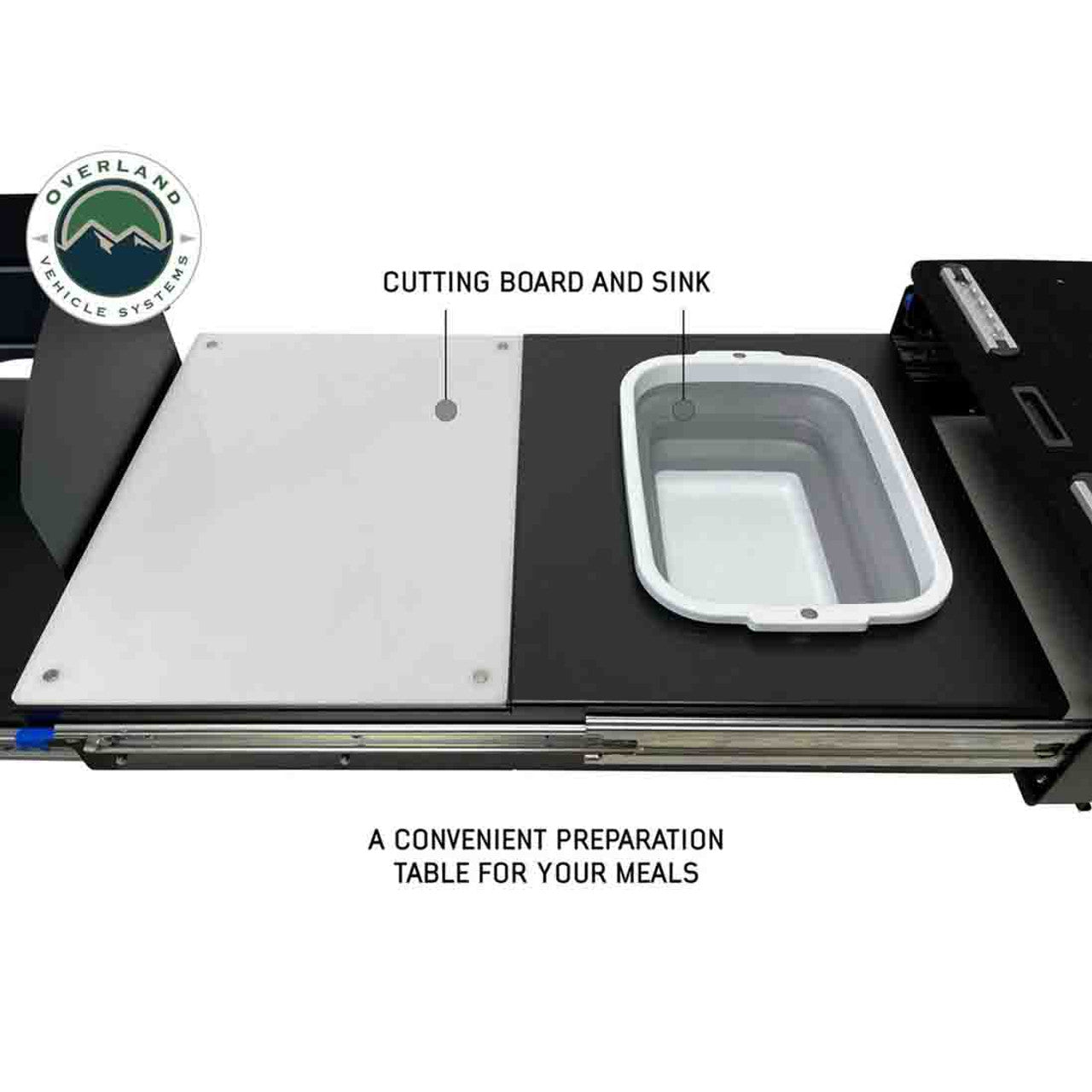 Overland Vehicle Systems Cargo Box Kitchen With Slide Out Sink, Cooking Shelve and Slide Out Work Station