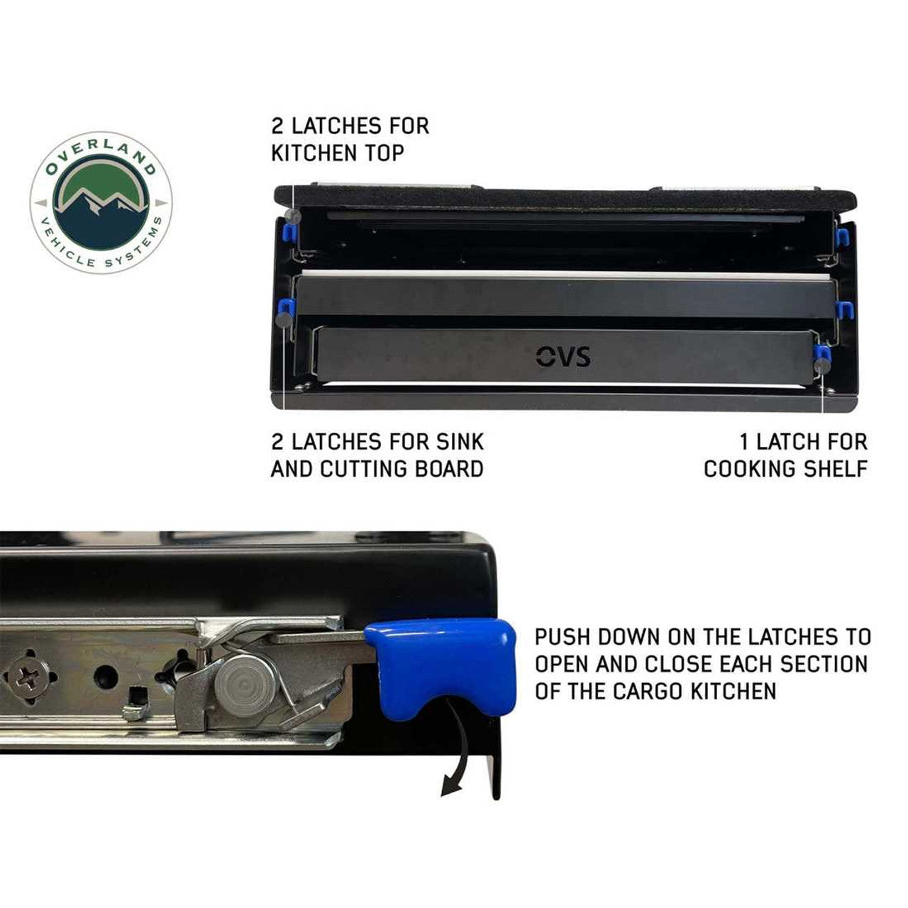 Overland Vehicle Systems Cargo Box Kitchen With Slide Out Sink, Cooking Shelve and Slide Out Work Station