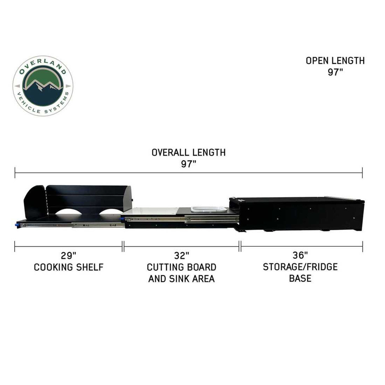 Overland Vehicle Systems Cargo Box Kitchen With Slide Out Sink, Cooking Shelve and Slide Out Work Station