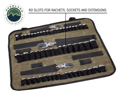 Overland Vehicle Systems Rolled Socket Organizer Storage Bag - #16 Waxed Canvas