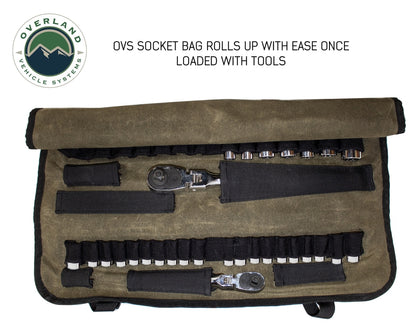 Overland Vehicle Systems Rolled Socket Organizer Storage Bag - #16 Waxed Canvas