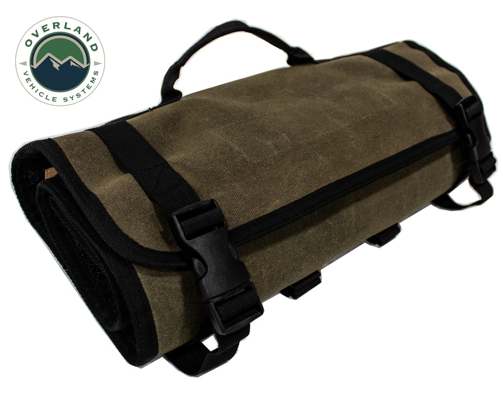 Overland Vehicle Systems Rolled Bag First Aid - Waxed Canvas First Aid Bag for Car