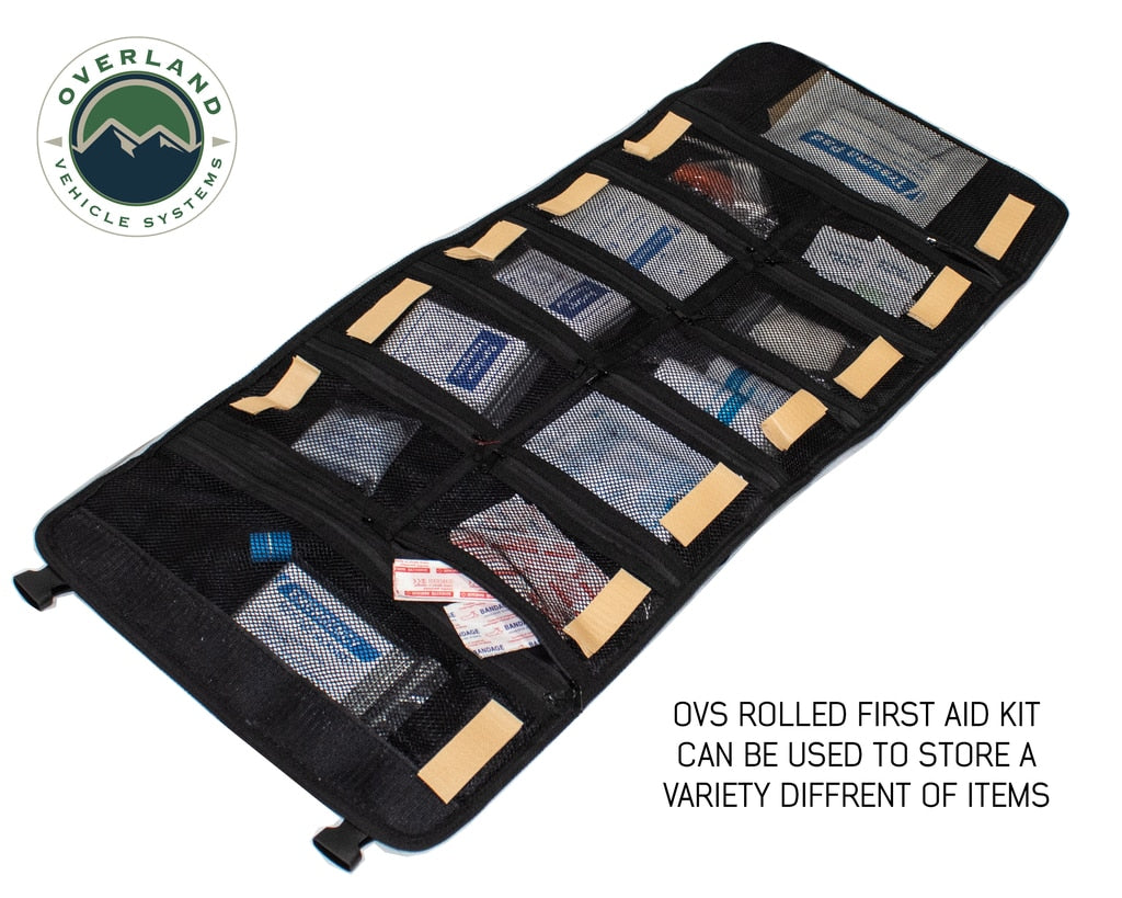 Overland Vehicle Systems Rolled Bag First Aid - Waxed Canvas First Aid Bag for Car