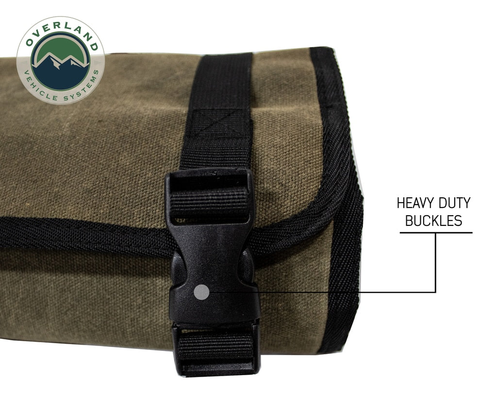 Overland Vehicle Systems Rolled Bag First Aid - Waxed Canvas First Aid Bag for Car