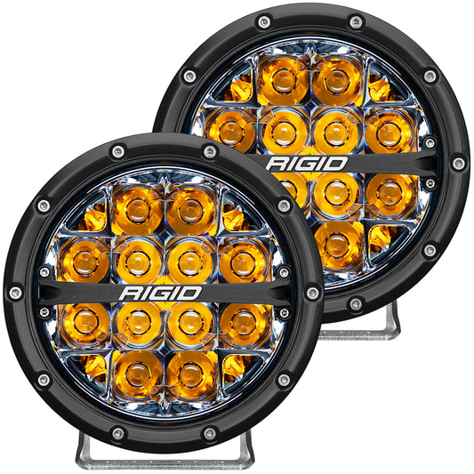 RIGID Industries 360-Series 6 Inch Led Off-Road Spot Beam Amber Backlight Pair