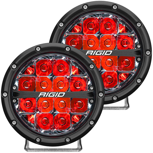 RIGID Industries 360-Series 6 Inch Led Off-Road Spot Beam Red Backlight Pair