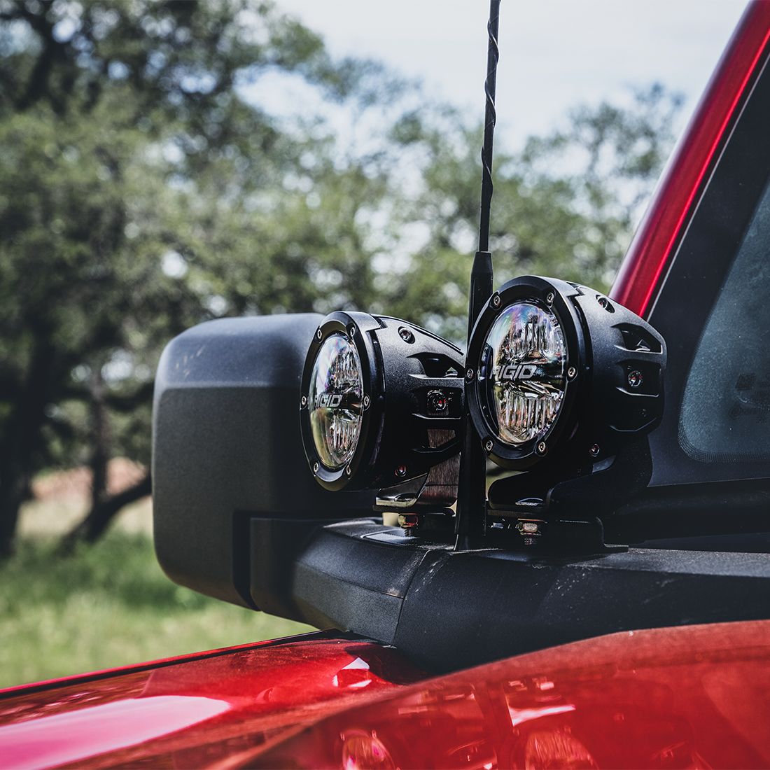RIGID Industries 2021-Present Ford Bronco A-Pillar Light Kit with a set of 360 Spot and a set 360 Drive Lights RIGID Industries