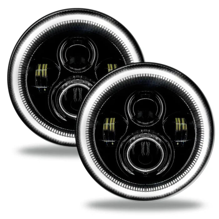 Oracle 7in. High Powered LED Headlights - NO HALO - Black Bezel