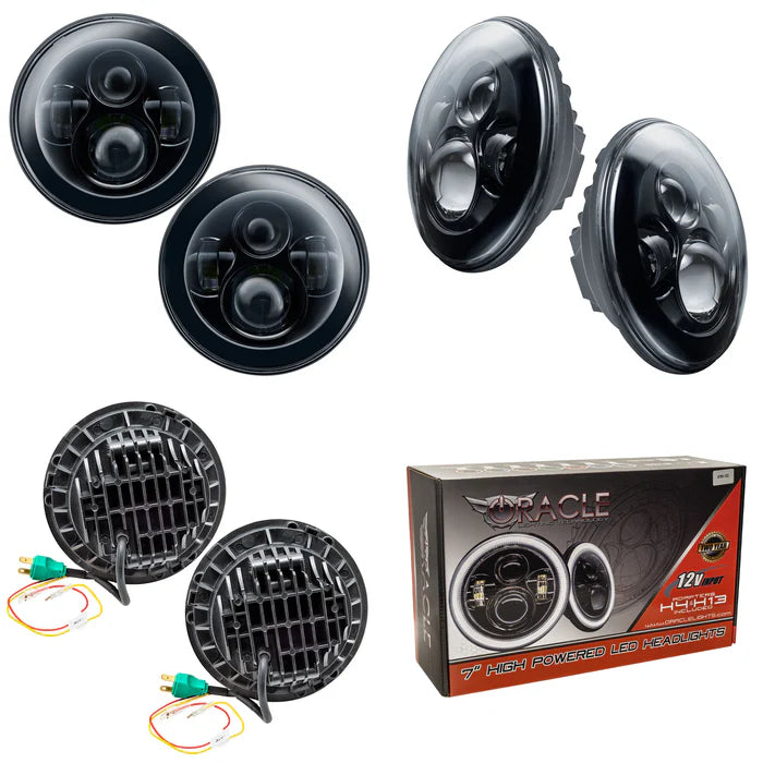 Oracle 7in. High Powered LED Headlights - NO HALO - Black Bezel