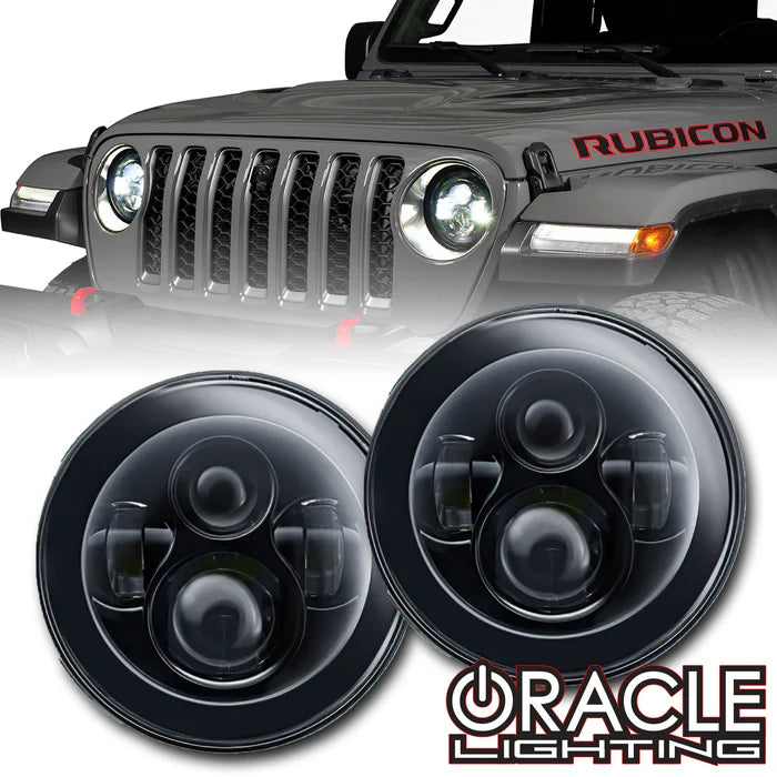 Oracle 7in. High Powered LED Headlights - NO HALO - Black Bezel