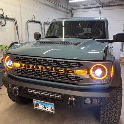 Oracle Lighting Oculus™ Bi-LED Projector Headlights – Ford Bronco (2021–Present) – Amber Halo