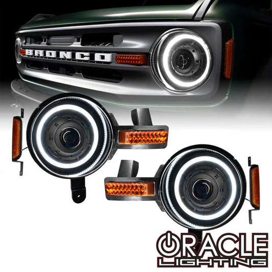 Oracle Lighting Oculus™ Bi-LED Projector Headlights – Ford Bronco (2021–Present) – White Halo