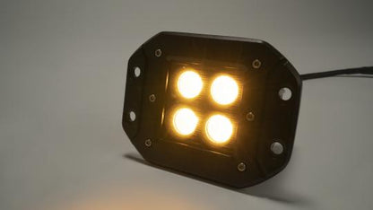 2.0 Inch Square Flush Mount Cree LED Lights Pair Black Series White/Amber W/Harness 79903 Southern Truck Lifts