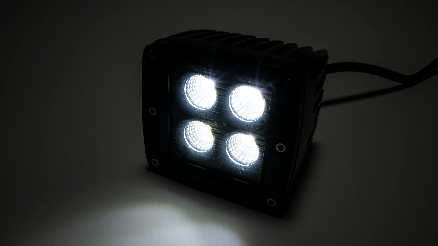 2.0 Inch Square Cree LED Flood Cube Light Single Unit Black Series Amber/White Includes Hardware, Harness Sold Separately Southern Truck Lifts