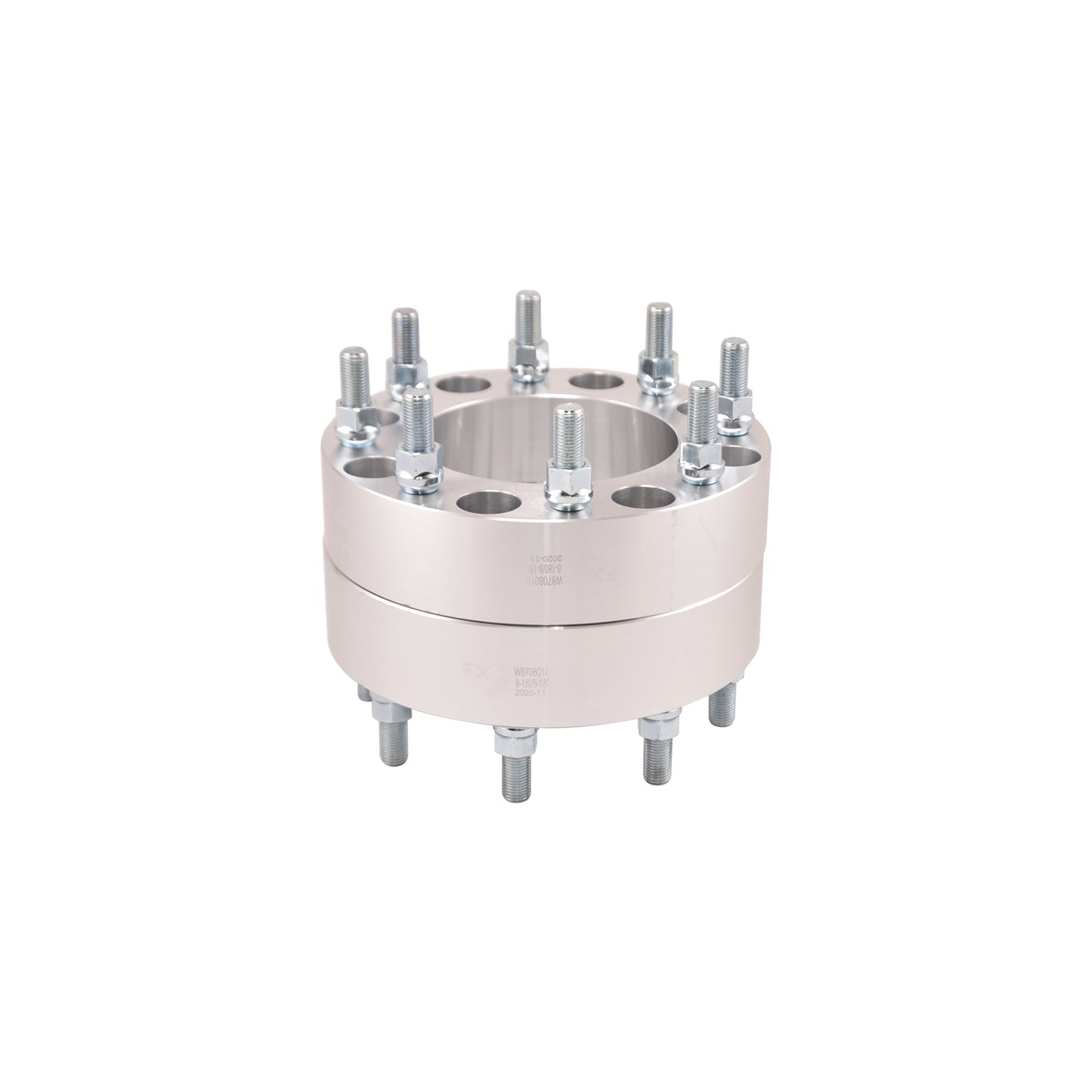 TrailFX Wheel Spacer - Silver Anodized 8x180mm 2 In Thick 125.60mm Hub Silver Alum Set Of 2