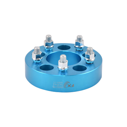 TrailFX Wheel Spacers 5x114.3mm/5x4.50 In Bolt Pattern 1.5 In Thick 74mm Hub Blue Alum Set Of 2