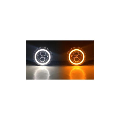 Quake LED 7in Headlights - White DRL Halo & Amber Turn Signals      JK/LJ/TJ/CJ