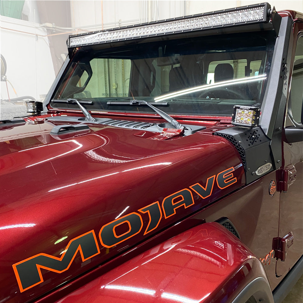 Rock Slide Engineering Jeep JL / JT Lower Larger Cowl LED Light Pod Brackets and Upper Bar Brackets