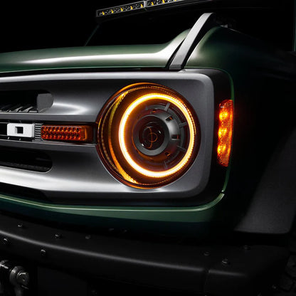 Oracle Lighting Oculus™ Bi-LED Projector Headlights – Ford Bronco (2021–Present) – Amber Halo