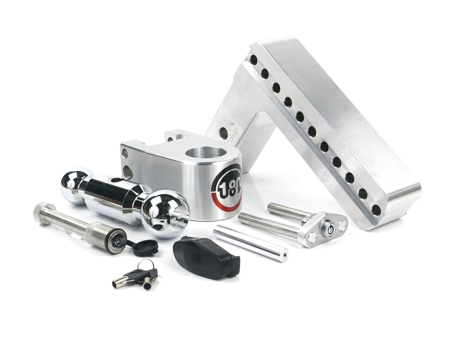 Weigh Safe 180 Hitch - Drop Hitch w/Chrome Combo Ball - 8" Drop for 2.5" Shank w/Hitch Pin