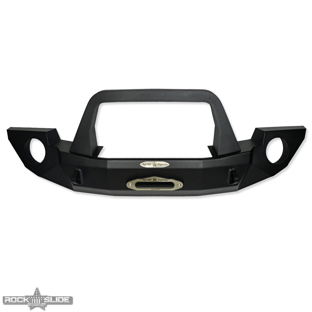 Rock Slide Engineering Jeep JK Full Front Bumper For 07-18 Wrangler JK With Winch Plate Bull Bar Black Powder coated Rigid Series