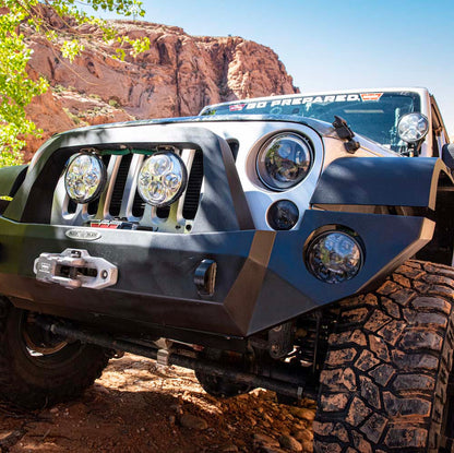 Rock Slide Engineering Jeep JK Full Front Bumper For 07-18 Wrangler JK With Winch Plate Bull Bar Black Powder coated Rigid Series