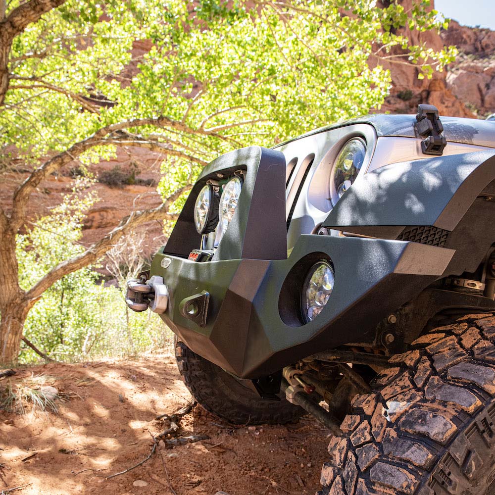 Rock Slide Engineering Jeep JK Full Front Bumper For 07-18 Wrangler JK With Winch Plate Bull Bar Black Powder coated Rigid Series