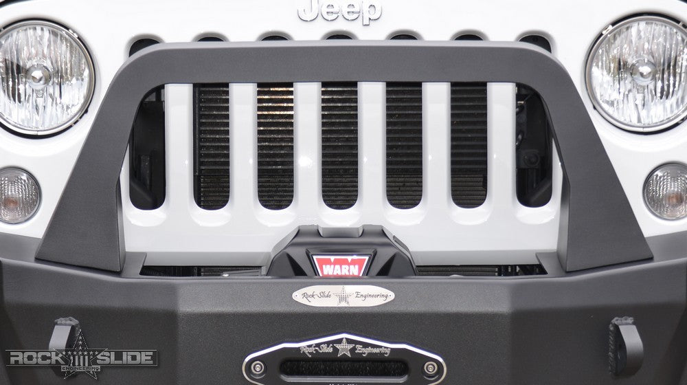 Rock Slide Engineering Jeep JK Bull Bar For 07-18 Wrangler JK Rigid Series Front Bumper Only Black Powder coat Rock Slide Engineering