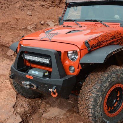 Rock Slide Engineering Jeep JK Shorty Front Bumper For 07-18 Wrangler JK Complete With Winch Plate Rigid Series