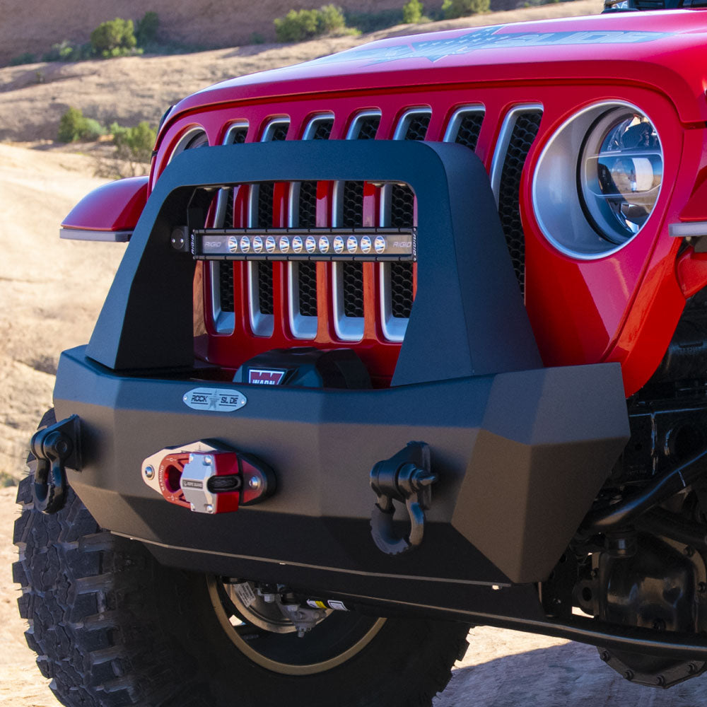 Rock Slide Engineering Jeep JL Shorty Front Bumper For 18-Pres Wrangler JL Complete With Winch Plate Rigid Series
