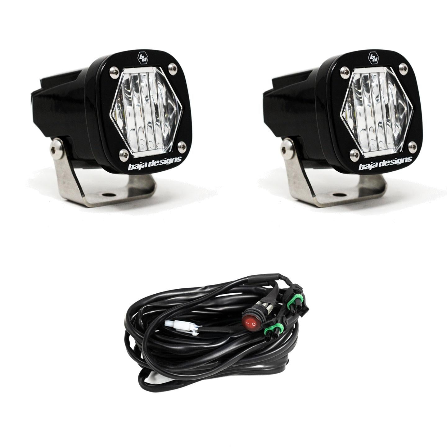 Baja Designs Clear Wide S1 Black LED Auxiliary Light Pod Pair