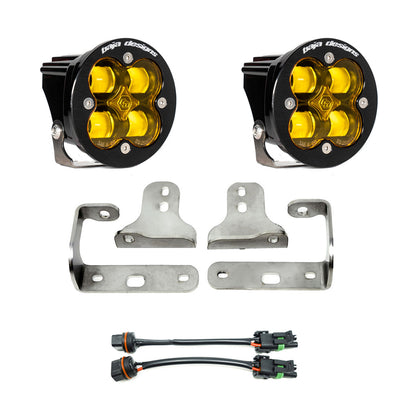 Baja Designs Amber Jeep JL/JT Squadron-R SAE Fog Pocket Light Kit - Jeep 2020-24 Gladiator; 2018-24 Wrangler JL; NOTE: w/ OE Sport Bumper