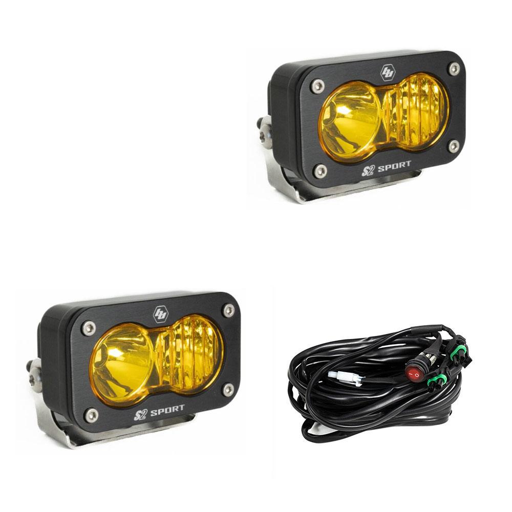 Baja Designs Amber S2 Sport Black LED Auxiliary Light Pod Pair